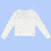 Blusa Manga Infantil Feminina Laços Off White
