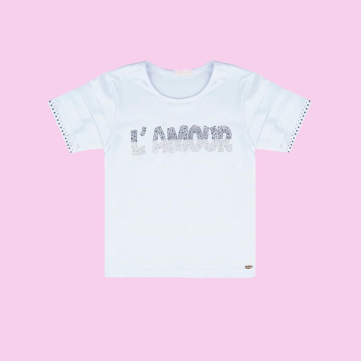 Camiseta Infantil Feminina L Amour Branca