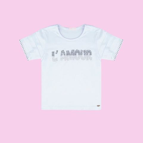 Camiseta Infantil Feminina L Amour Branca