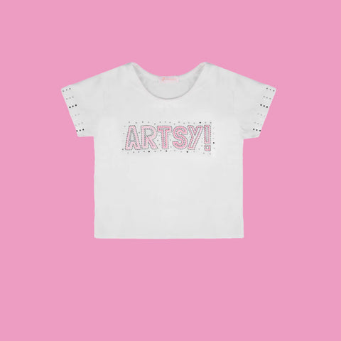 Camiseta Infantil Feminina Artsy Off White Preta