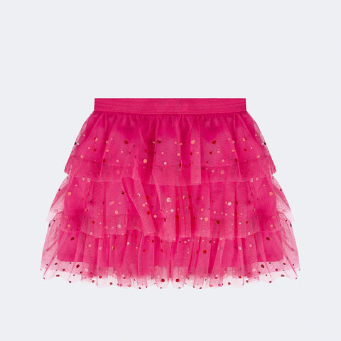 Saia Infantil Pampili Babados em Tule Pink