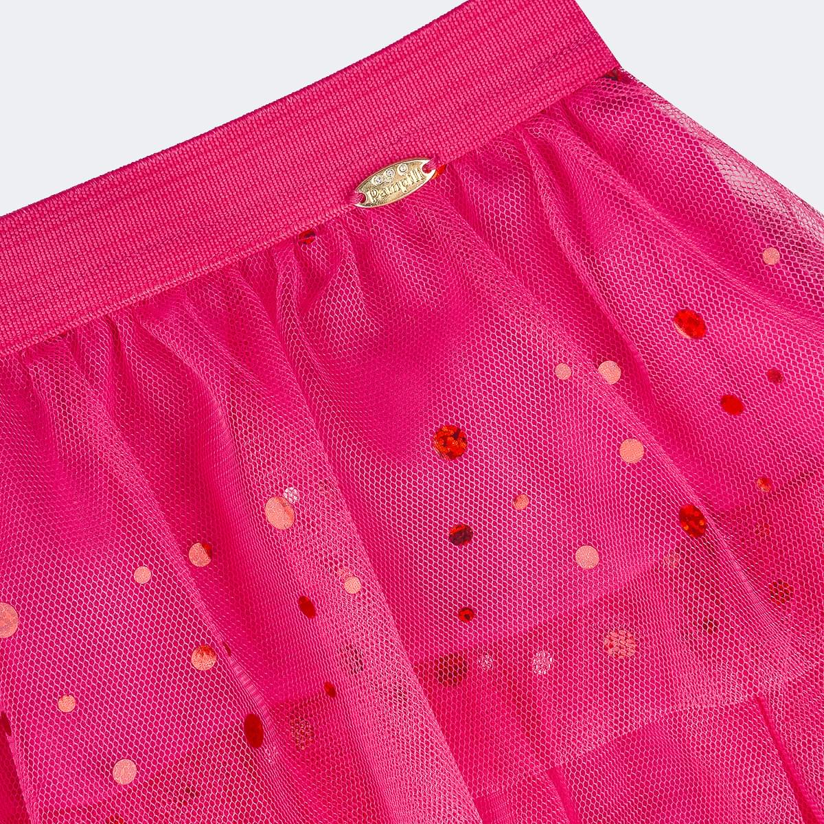 Saia Infantil Pampili Babados em Tule Pink