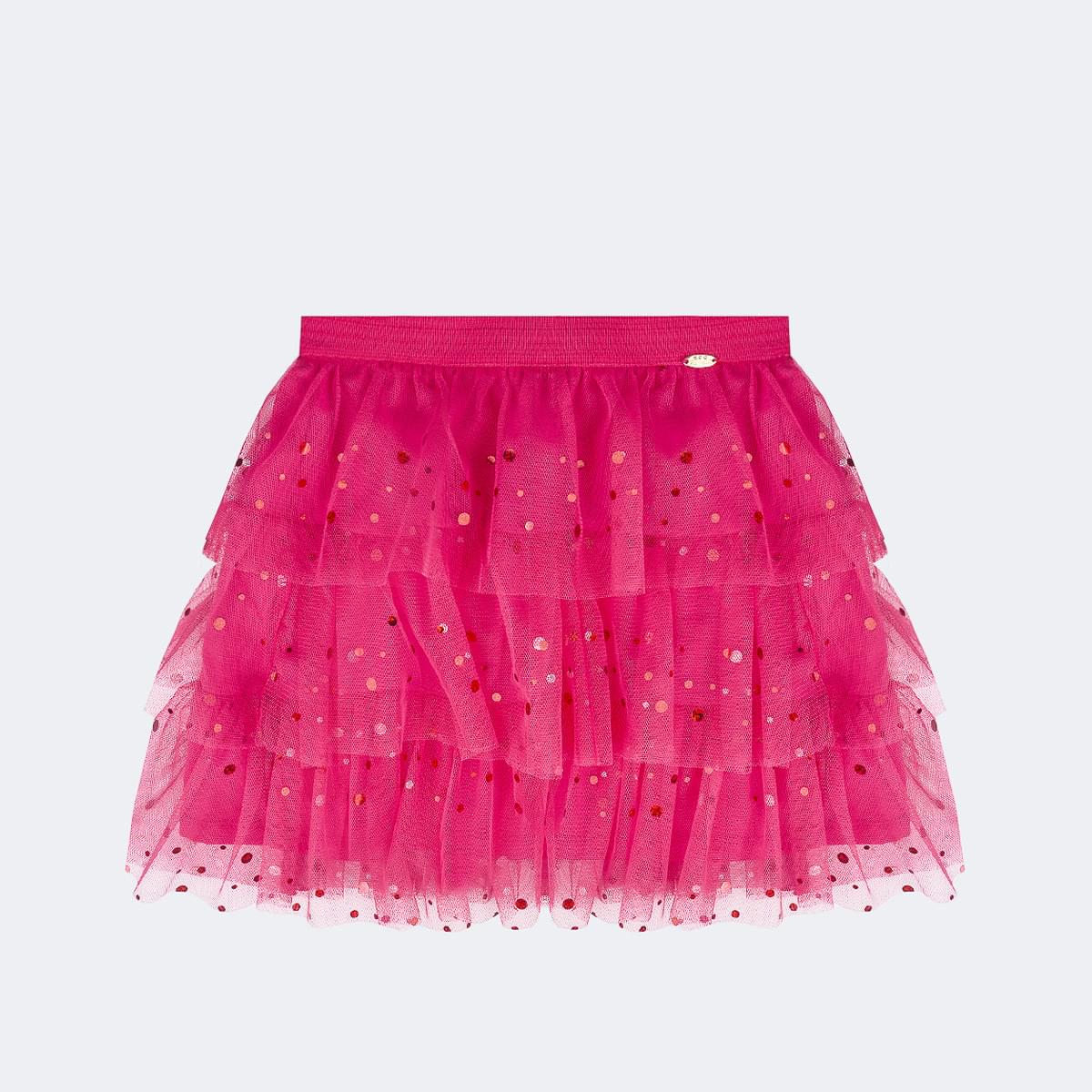Saia Infantil Pampili Babados em Tule Pink