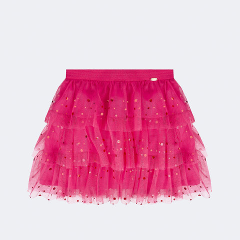 Saia Infantil Pampili Babados em Tule Pink