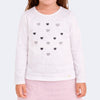 Blusa Manga Longa Infantil Pampili Mini Corações Off White