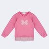 Blusa Infantil Pampili Manga Longa Babado em Tule Rosa