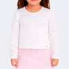 Blusa Manga Longa Infantil Pampili com Strass Furta-Cor Off White