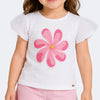 Camiseta Infantil Feminina Pampili com Flor Branca