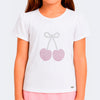 Camiseta Infantil Pampili Cerejas Strass Off White