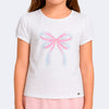 Camiseta Infantil Pampili com Laço e Strass Off White