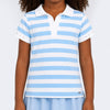 Camiseta Infantil Pampili Polo Listrada Off White e Azul
