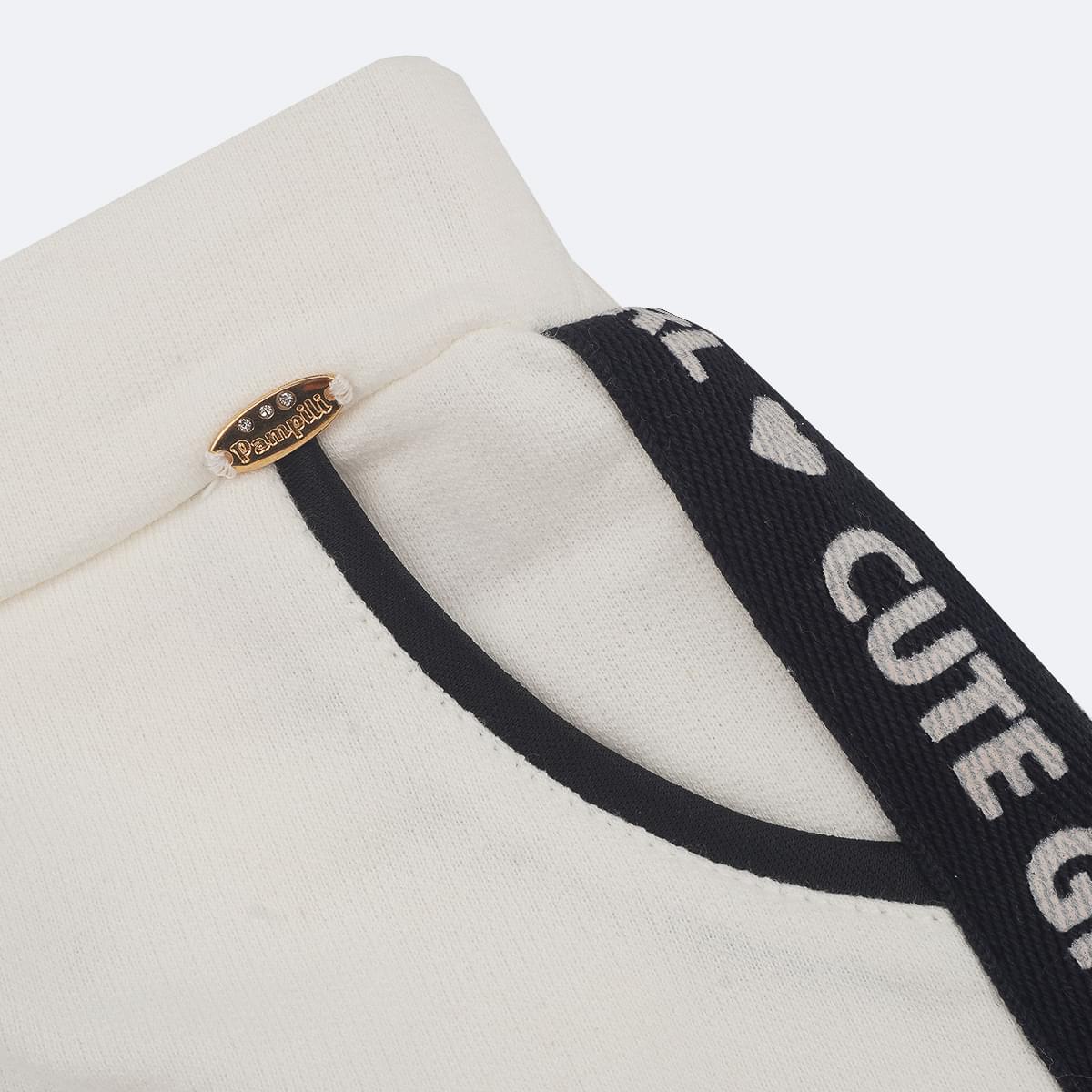 Short Infantil Pampili Moletom Off White e Preto - detalhe do short