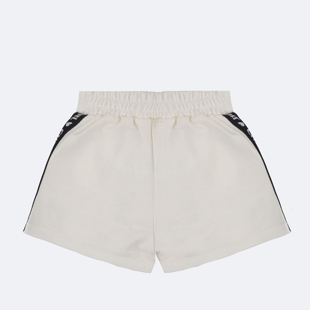 Short Infantil Pampili Moletom Off White e Preto - costas do short 