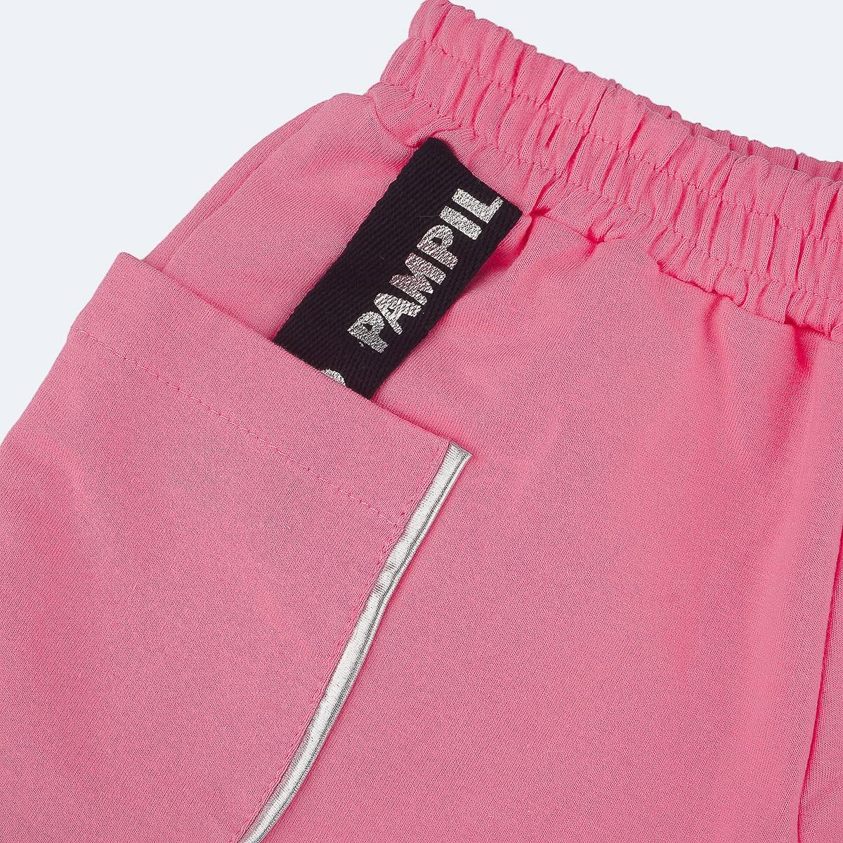 Short Infantil Pampili Moletom Bolsos Laterais Rosa - detalhe do short