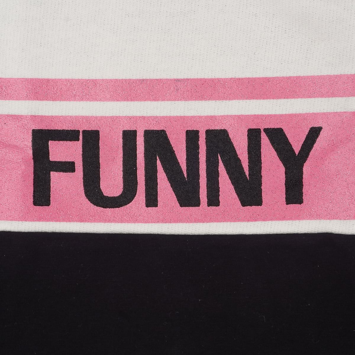 Blusa Infantil Pampili Moletom Funny Off White e Preta - moletom com escrito "funny"