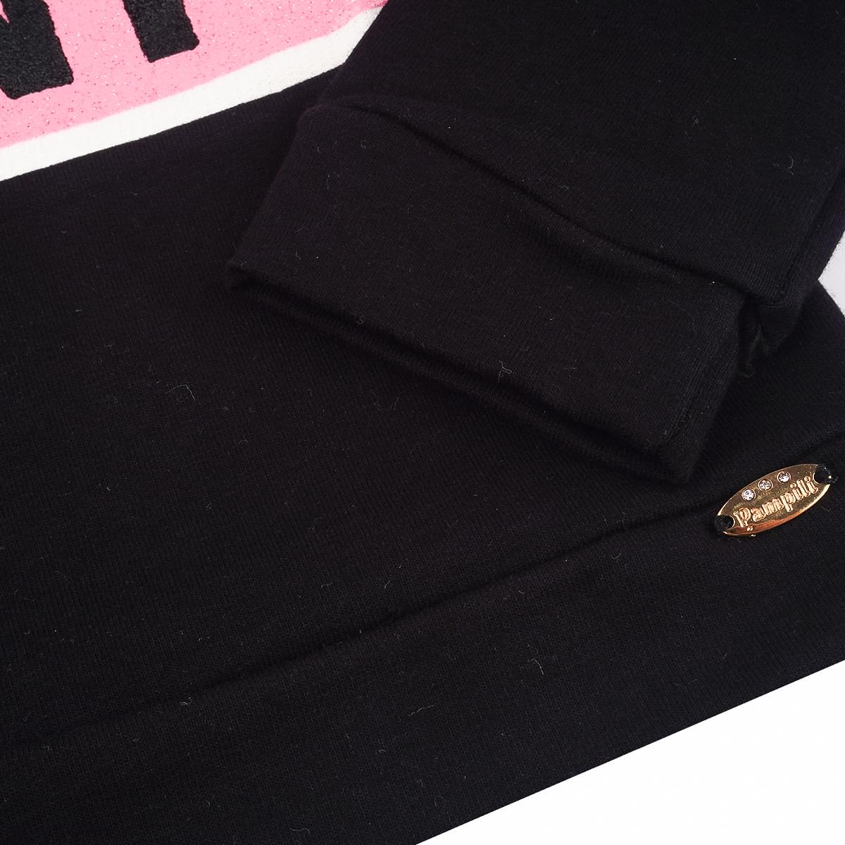 Blusa Infantil Pampili Moletom Funny Off White e Preta - detalhe do moletom