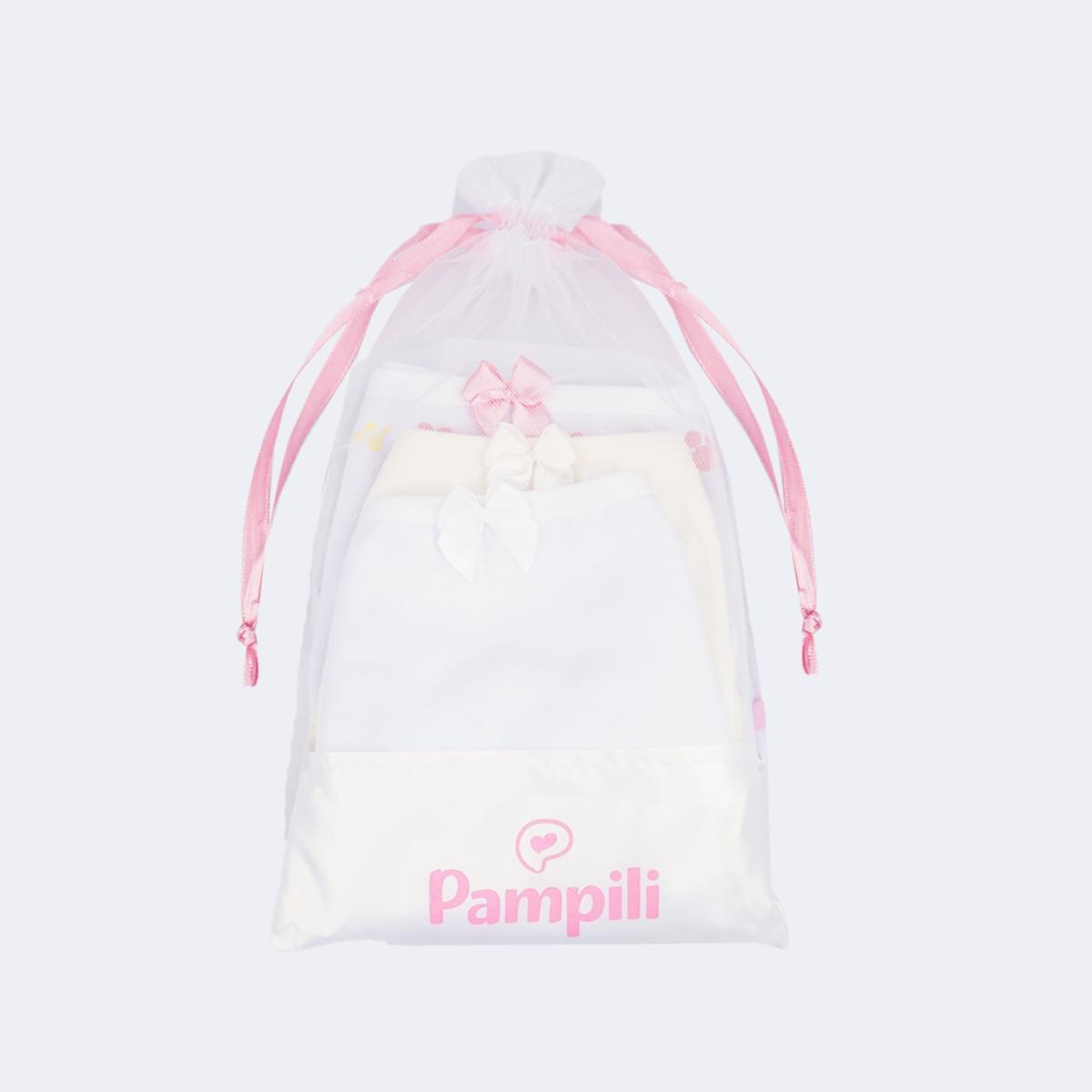 Kit Calcinha Infantil Feminina Gatinha Branca e Amarela
