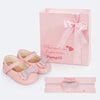Sapato de Bebê Pampili Nina Momentos Especiais Laço Strass Rosa Glacê - Ganhe Faixa de Cabelo