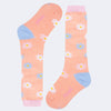 Meia Infantil Feminina 3/4 Pampili Flores Salmão