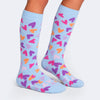 Meia 3/4 Infantil Feminina Pampili com Corações Azul