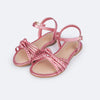 Sandália Infantil Pampili Cherrie Tiras Trançadas Metalizada Rosa