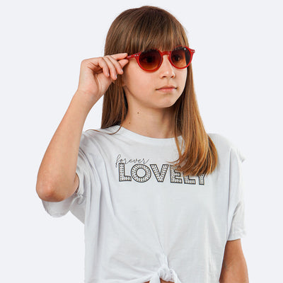 Óculos de Sol Infantil KidSplash! Eco Light Proteção UV Cereja - foto na menina