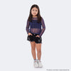 Top e Blusa Manga Longa Infantil Vallen Sobreposição Tela Preto e Roxo