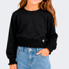 Blusa Manga Longa Infantil Vallen Drapeados Preta