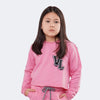 Blusa Infantil Vallen Moletom Cropped Manga Longa Rosa