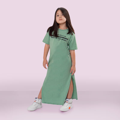 Vestido Infantil Vallen Midi Malha Verde Menta - vestido na menina