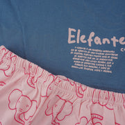Pijama Infantil Cara de Criança Manga Longa Elefoa Azul e Rosa - detalhe histórinha do elefante