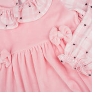 Vestido de Bebê Infanti Manga Longa Corações Rosa Bebê - vestido infantil de veludo