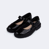 Sapato Infantil Pampili Tifany Costura Flores Verniz Preto