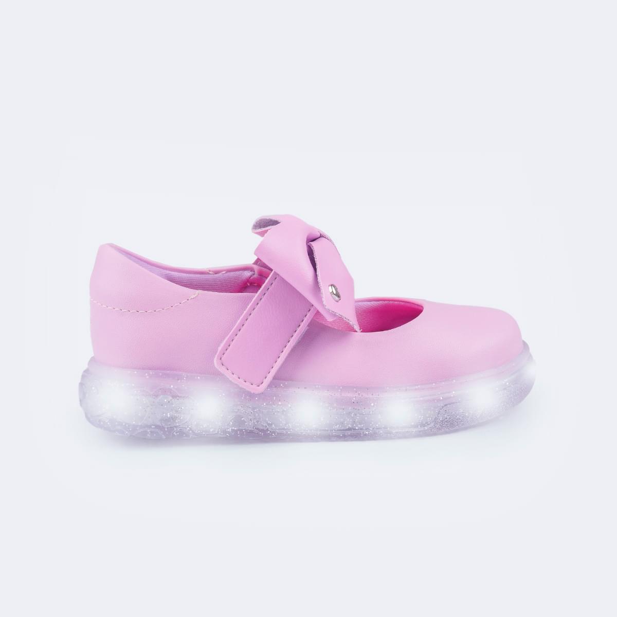 Tênis de Led Pampili Sneaker Luz Mary Jane Laço Lilás