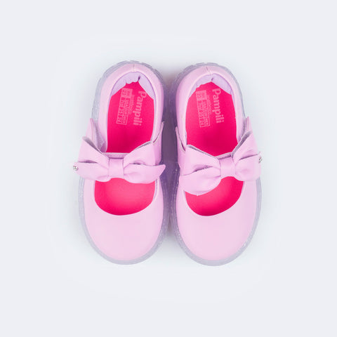 Tênis de Led Pampili Sneaker Luz Mary Jane Laço Lilás