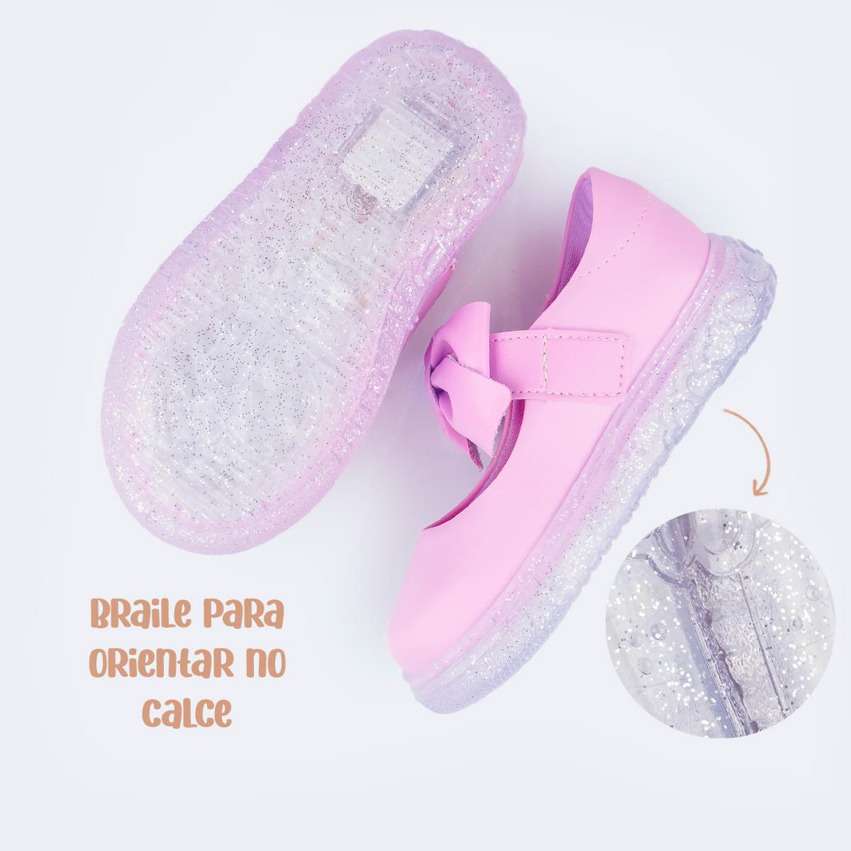 Tênis de Led Pampili Sneaker Luz Mary Jane Laço Lilás