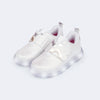 Tênis de Led Infantil Feminino Pampili Sneaker Luz Flores Prateado