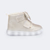 Tênis de Led Cano Médio Pampili Sneaker Luz Glitter Off Prata