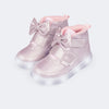 Tênis de Led Cano Médio Pampili Sneaker Luz Glitter Rosê