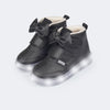 Tênis de Led Cano Médio Pampili Sneaker Luz Glitter Preto