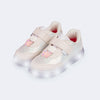 Tênis de Led Infantil Pampili Sneaker Luz com Brilho Holográfico Nude