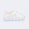 Tênis de Led Infantil Pampili Sneaker Luz Costuras Branco