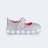Tênis de Led Pampili Sneaker Luz Mary Jane com Strass Prata