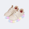 Tênis de Led Infantil Pampili Sneaker Luz Gatinho Nude