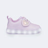 Tênis de Led Infantil Pampili Sneaker Luz Coração Holográfico Lilás