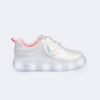 Tênis de Led Infantil Pampili Sneaker Luz Coração Holográfico Prata