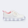 Tênis de Led Infantil Pampili Sneaker Luz Coração Holográfico Branco