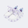 Tênis de Led Infantil Feminino Sneaker Luz Tie Dye Branco