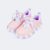Tênis de Led Infantil Feminino Sneaker Luz Tie Dye Rosa