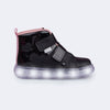 Tênis Cano Médio com Led Pampili Sneaker Luz Glitter Preto